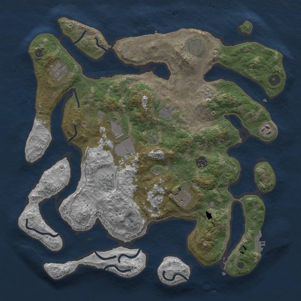 Rust Map: Procedural Map, Size: 4000, Seed: 599171, 14 Monuments