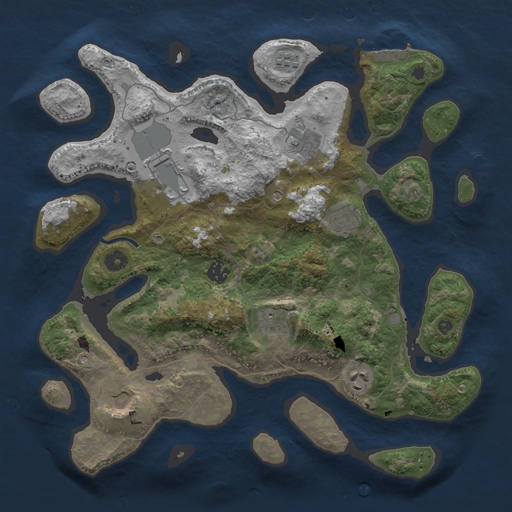 Rust Map: Procedural Map, Size: 3500, Seed: 1097308117, 12 Monuments