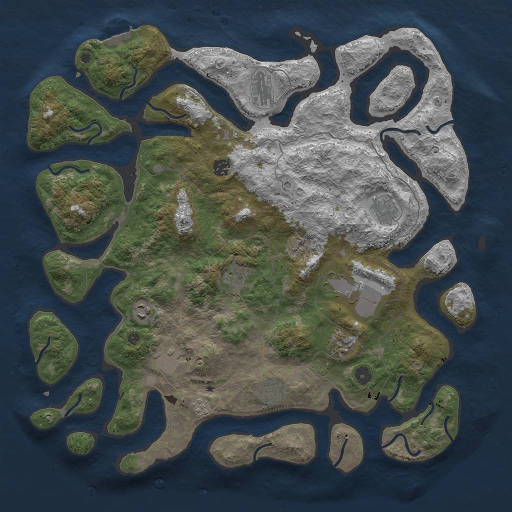 Rust Map: Procedural Map, Size: 4500, Seed: 129, 14 Monuments