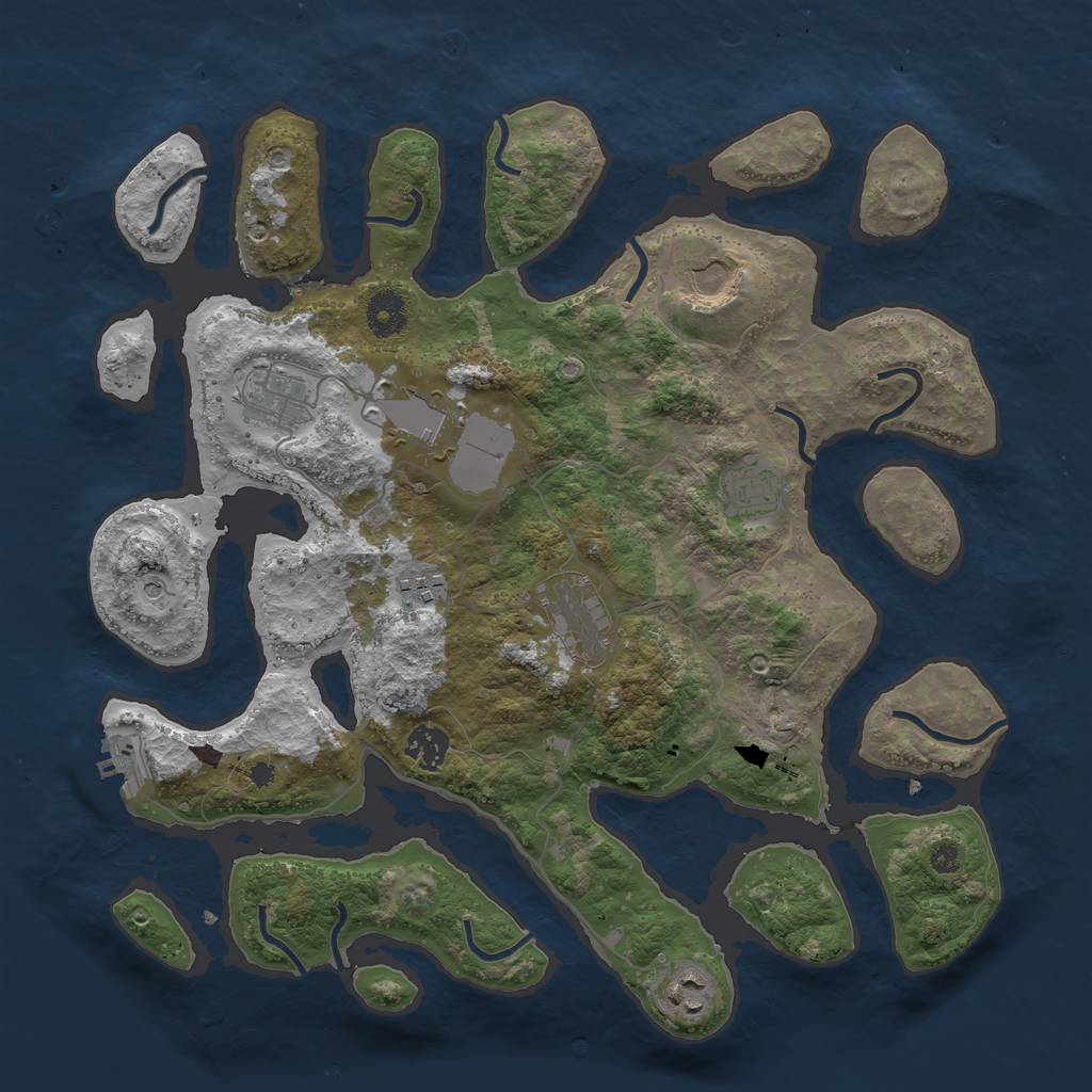 Rust Map: Procedural Map, Size: 3750, Seed: 279743473, 12 Monuments