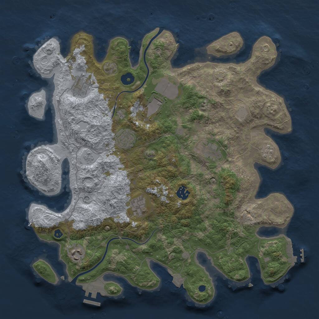 Rust Map: Procedural Map, Size: 3750, Seed: 279743473, 14 Monuments