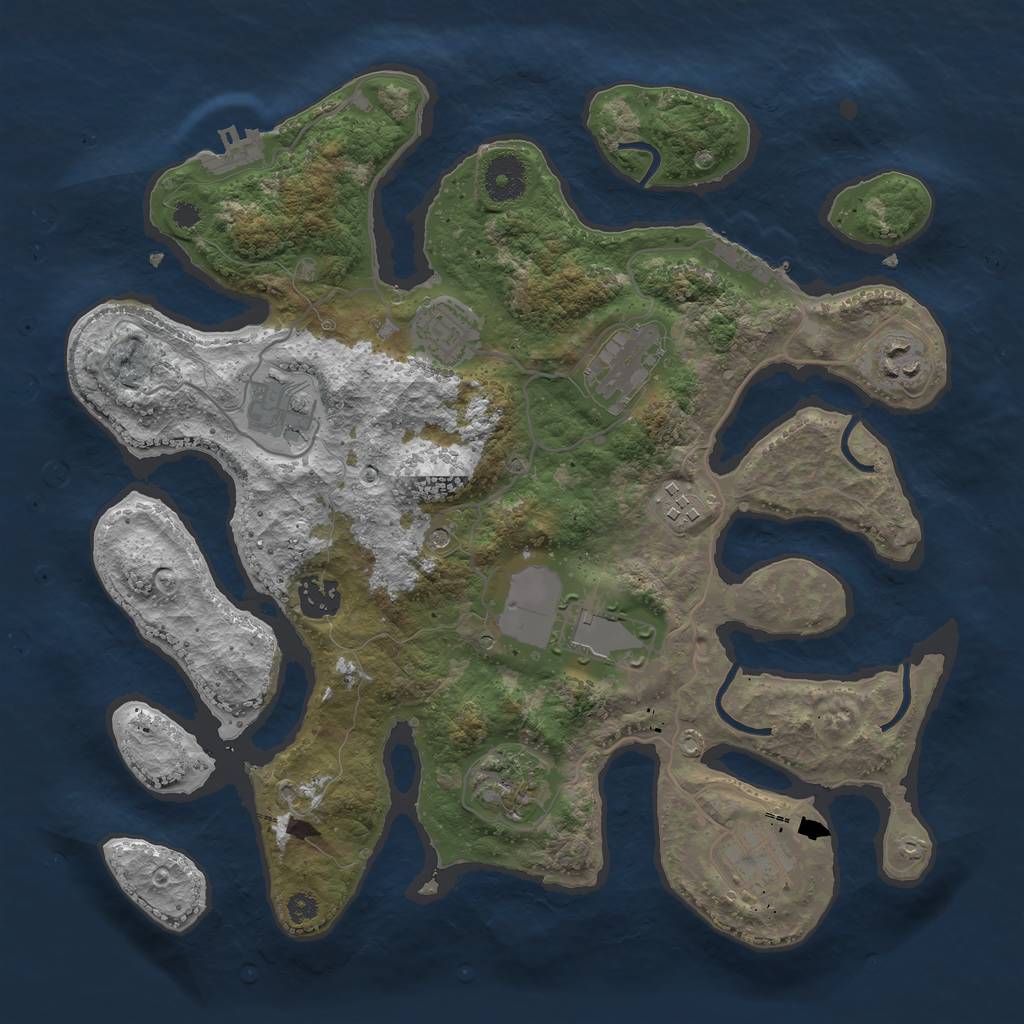 Rust Map: Procedural Map, Size: 3500, Seed: 885, 14 Monuments