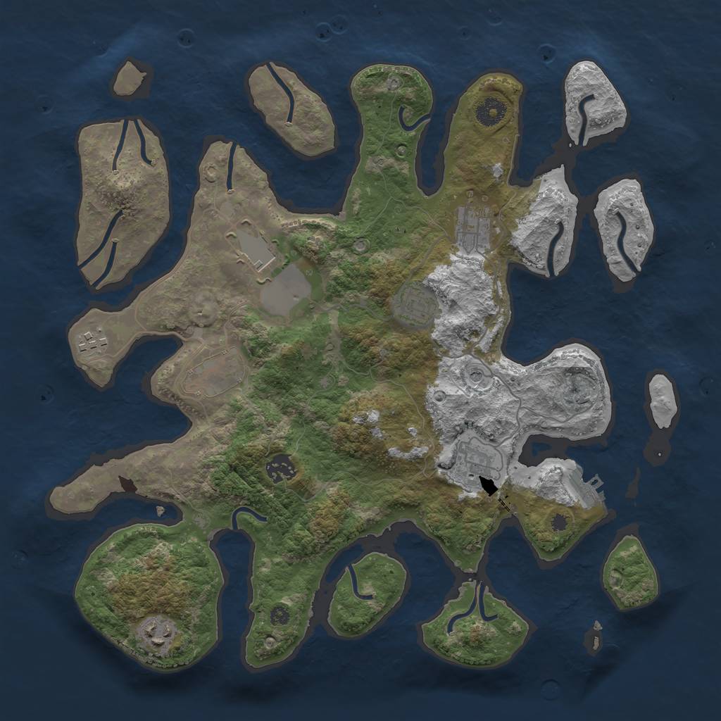 Rust Map: Procedural Map, Size: 3750, Seed: 215862265, 12 Monuments