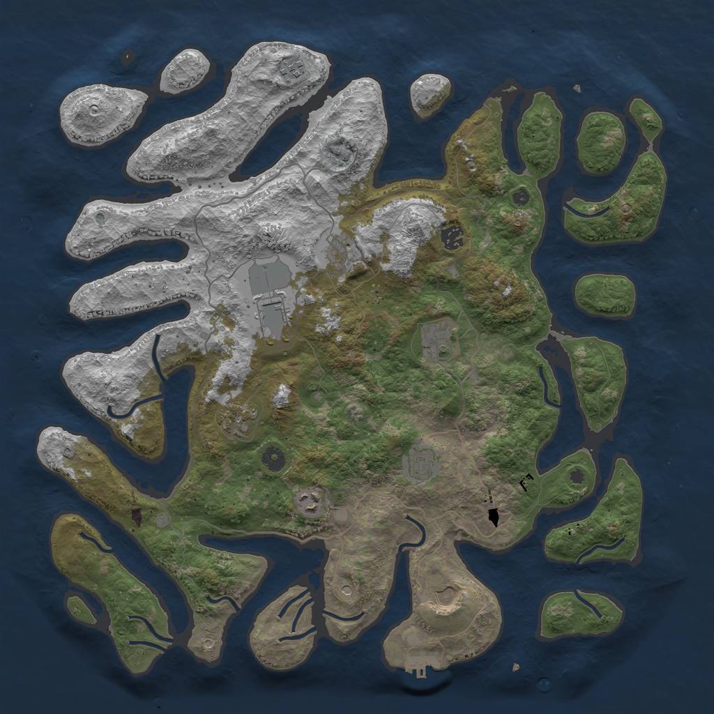 Rust Map: Procedural Map, Size: 4500, Seed: 382115, 13 Monuments