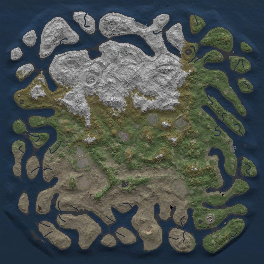 Rust Map: Procedural Map, Size: 6000, Seed: 726, 16 Monuments