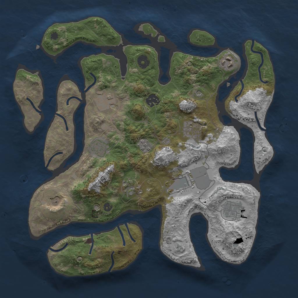 Rust Map: Procedural Map, Size: 3500, Seed: 97922467, 13 Monuments