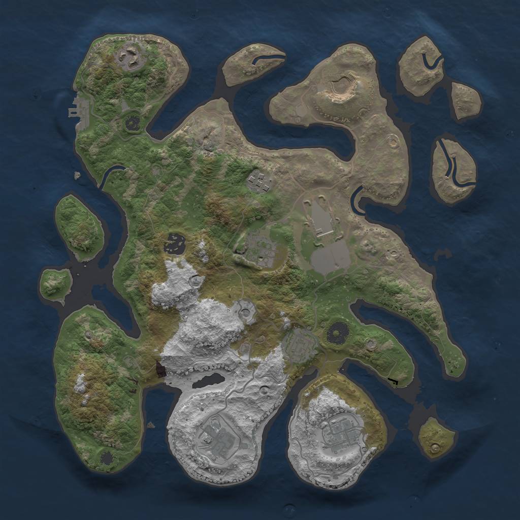 Rust Map: Procedural Map, Size: 3500, Seed: 8645, 13 Monuments