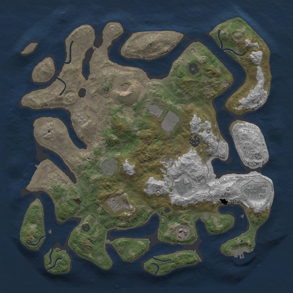 Rust Map: Procedural Map, Size: 4000, Seed: 20212021, 14 Monuments