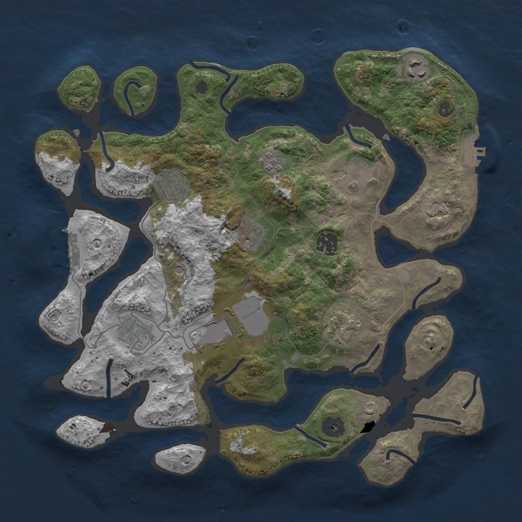 Rust Map: Procedural Map, Size: 3500, Seed: 1242243, 14 Monuments