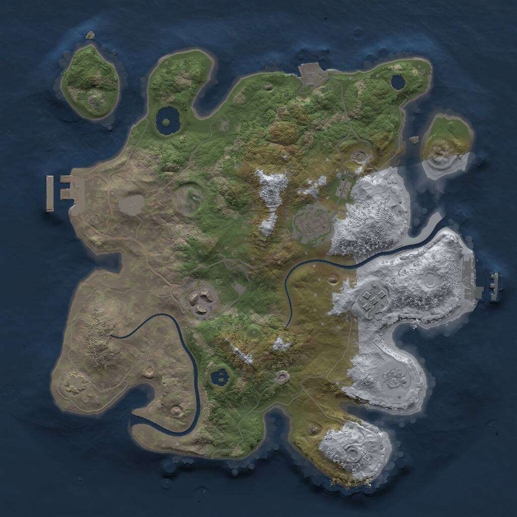 Rust Map: Procedural Map, Size: 2900, Seed: 33107, 9 Monuments