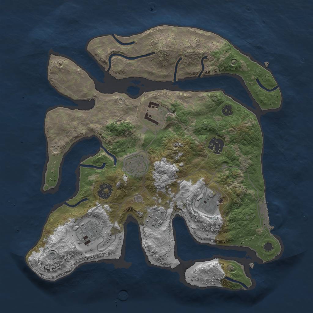 Rust Map: Procedural Map, Size: 3000, Seed: 884777010, 9 Monuments