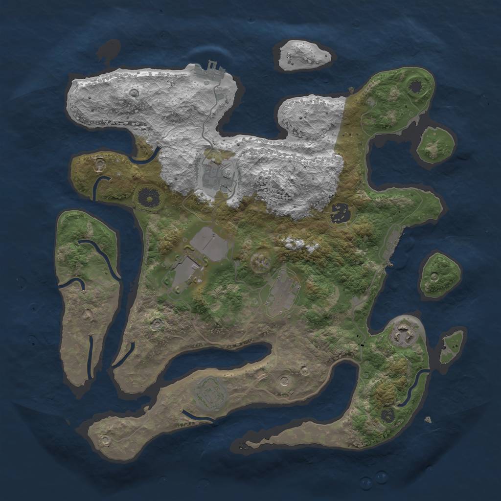 Rust Map: Procedural Map, Size: 3600, Seed: 23107, 11 Monuments