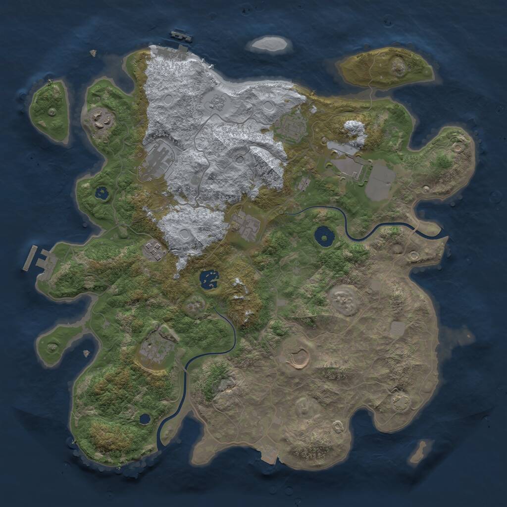 Rust Map: Procedural Map, Size: 3800, Seed: 43107, 15 Monuments