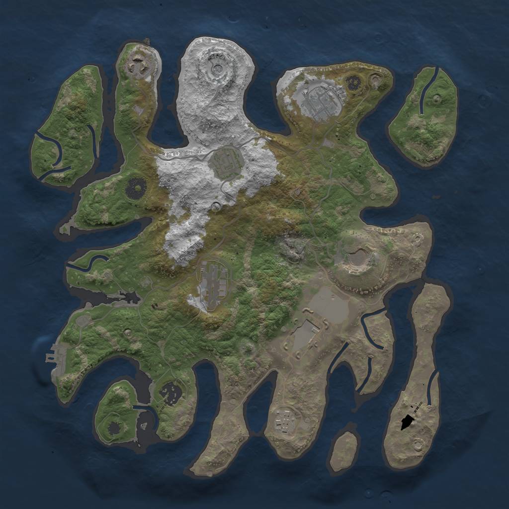 Rust Map: Procedural Map, Size: 3500, Seed: 43683, 12 Monuments