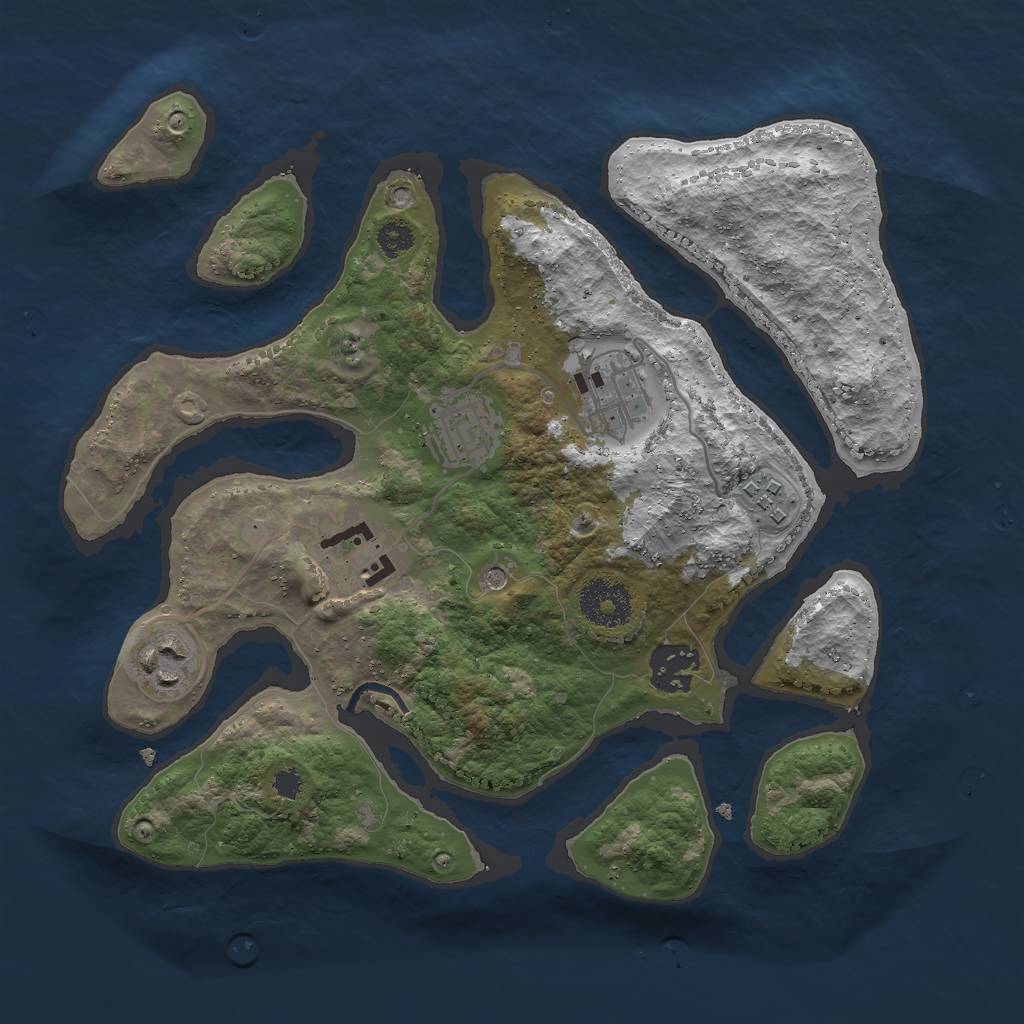 Rust Map: Procedural Map, Size: 3000, Seed: 548859, 9 Monuments