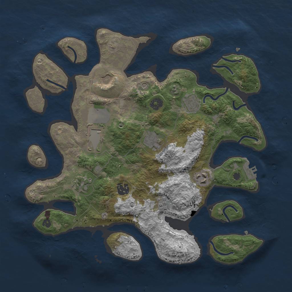 Rust Map: Procedural Map, Size: 3500, Seed: 138455, 12 Monuments