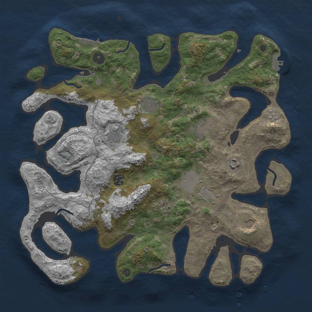 Rust Map: Procedural Map, Size: 4000, Seed: 1570664675, 14 Monuments