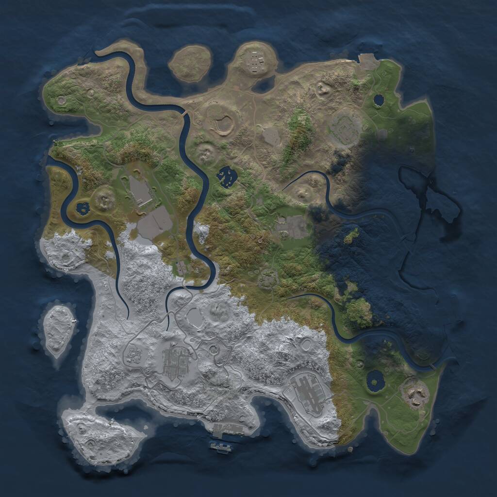Rust Map: Procedural Map, Size: 3700, Seed: 874368005, 15 Monuments