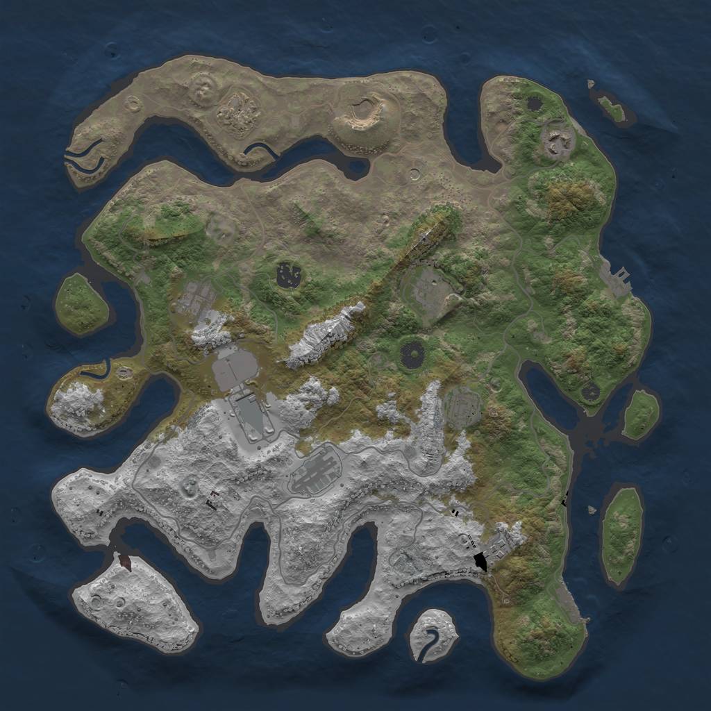 Rust Map: Procedural Map, Size: 4100, Seed: 2888739, 15 Monuments