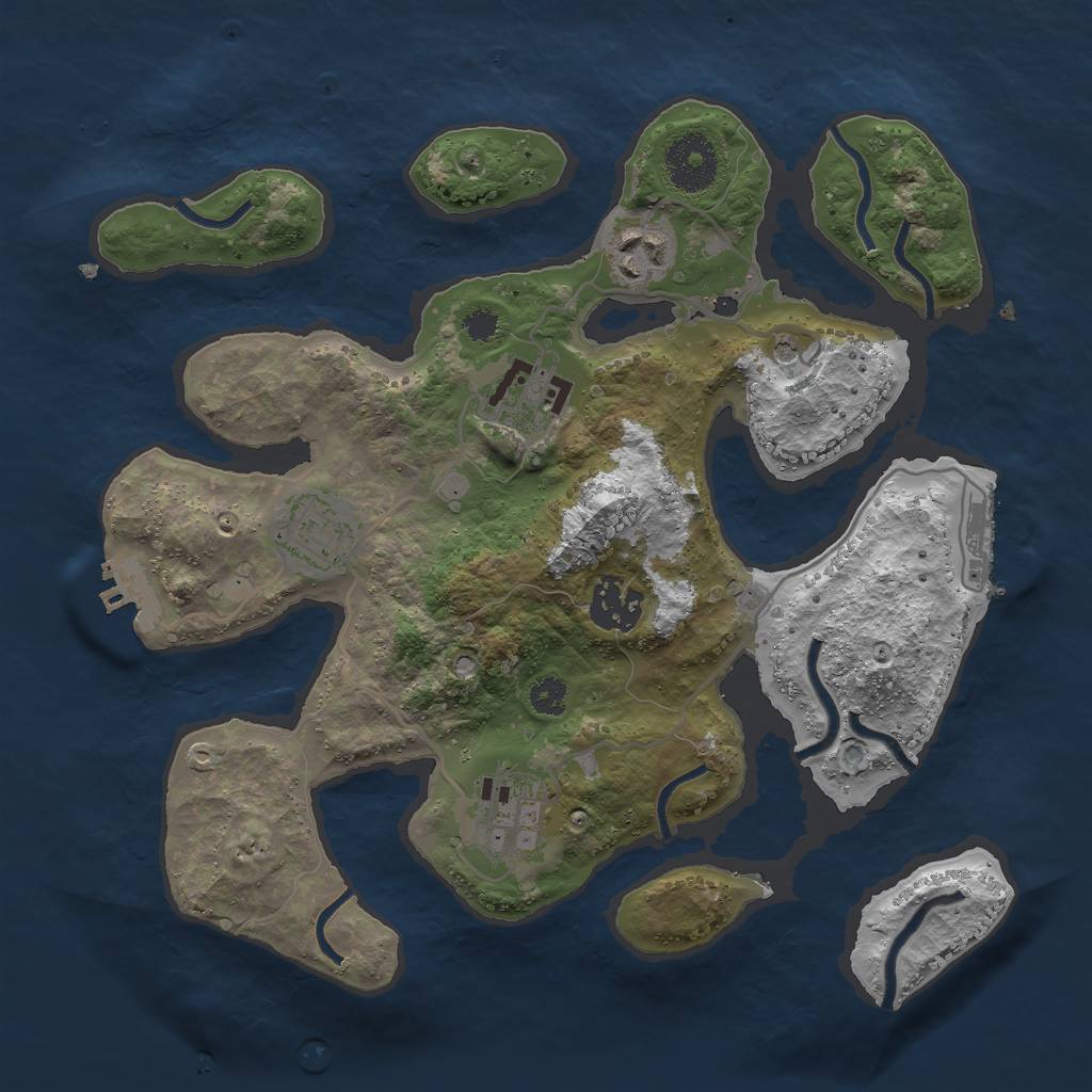 Rust Map: Procedural Map, Size: 3000, Seed: 69445481, 10 Monuments