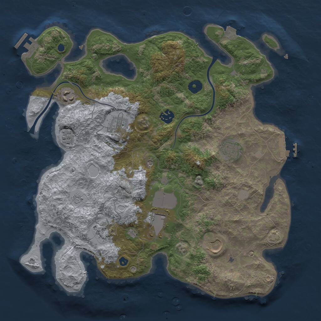 Rust Map: Procedural Map, Size: 3600, Seed: 1760262618, 14 Monuments