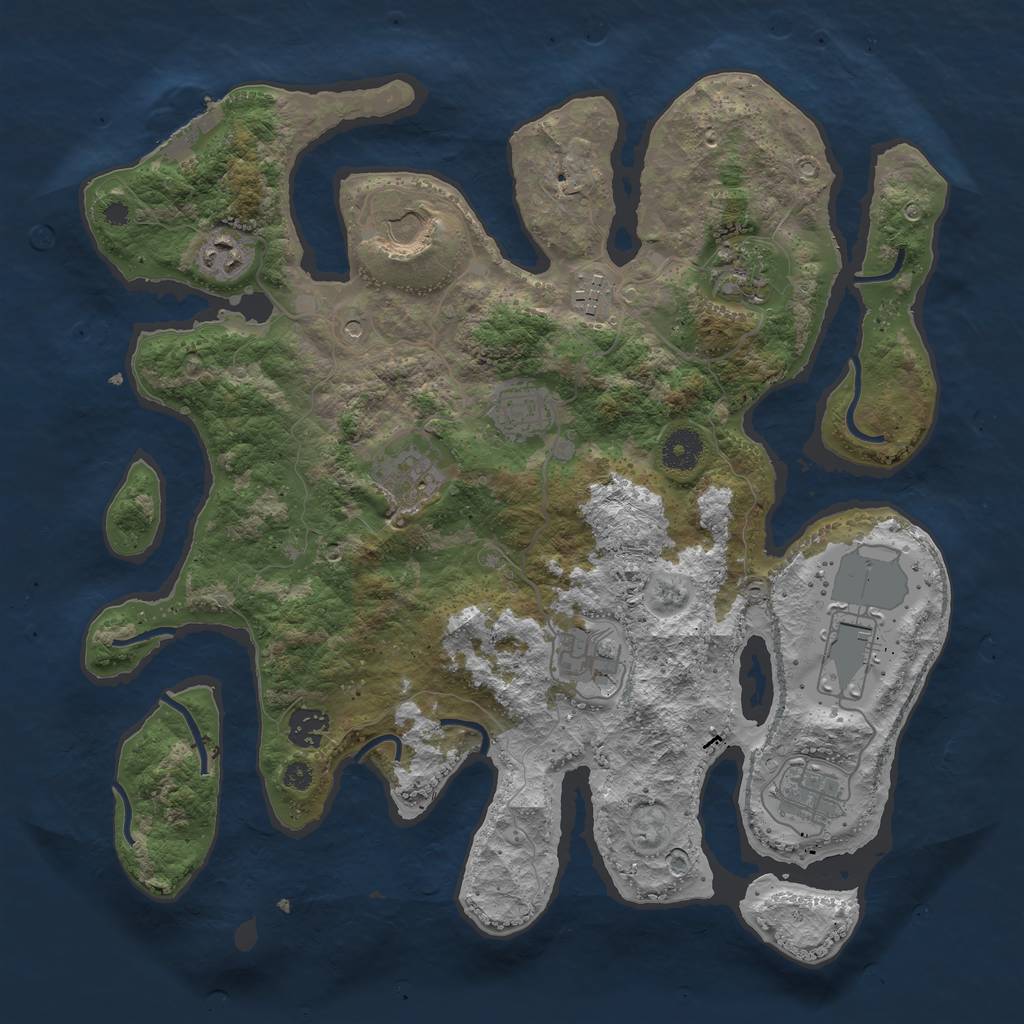 Rust Map: Procedural Map, Size: 3750, Seed: 24649, 14 Monuments