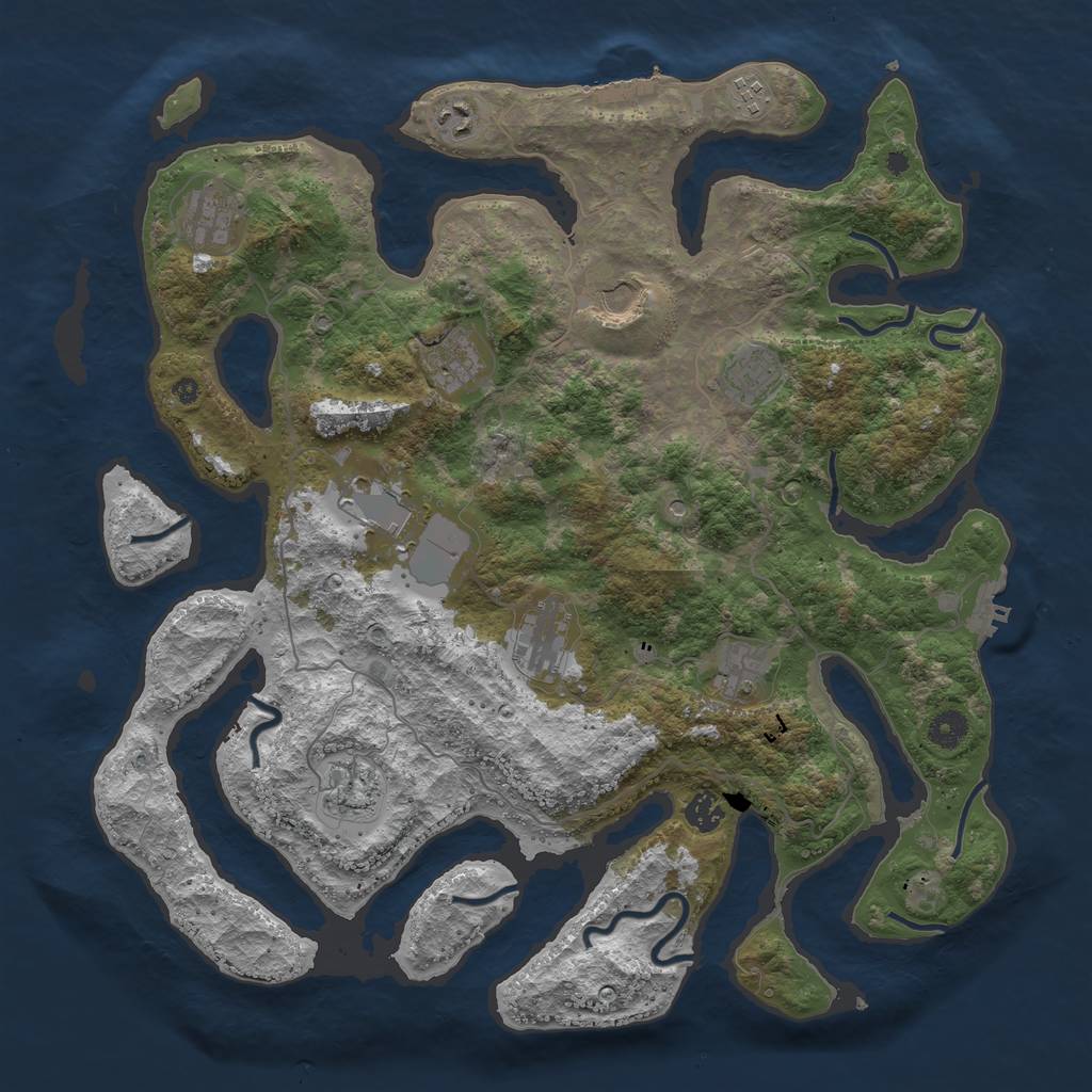 Rust Map: Procedural Map, Size: 4250, Seed: 1256912582, 16 Monuments