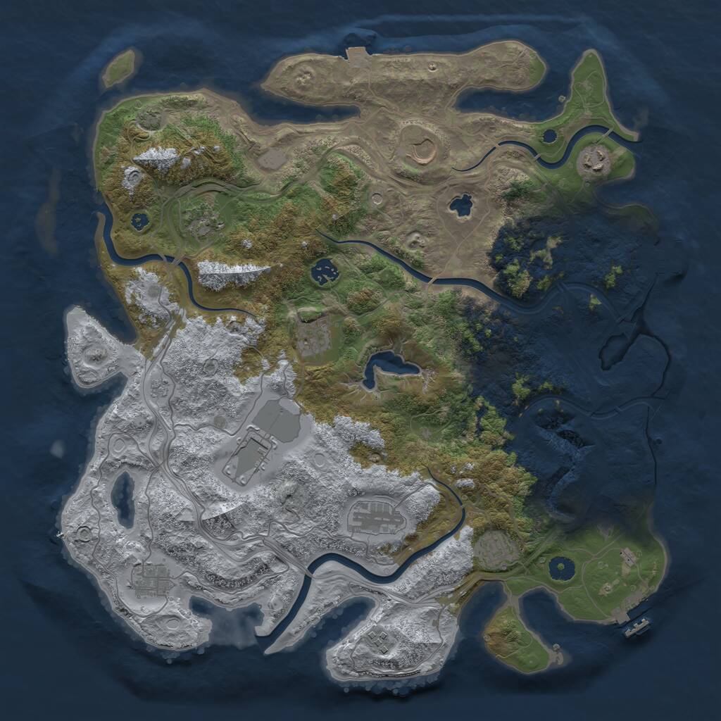 Rust Map: Procedural Map, Size: 4250, Seed: 1256912582, 16 Monuments