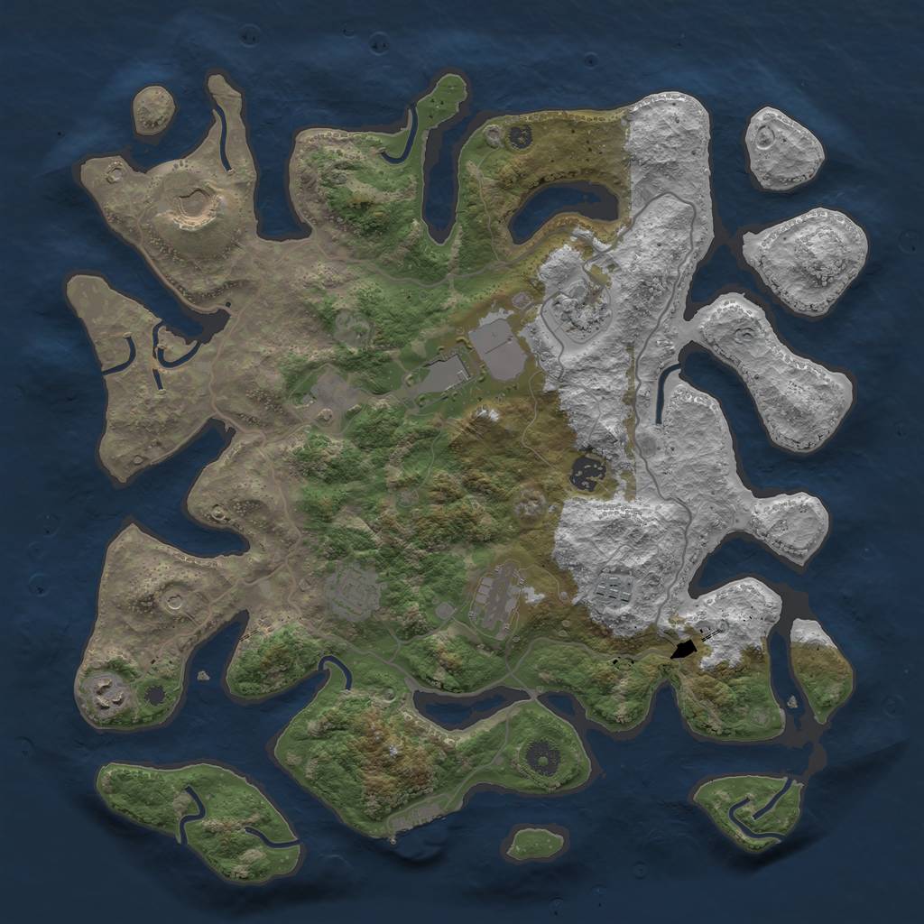 Rust Map: Procedural Map, Size: 4000, Seed: 11295959, 13 Monuments