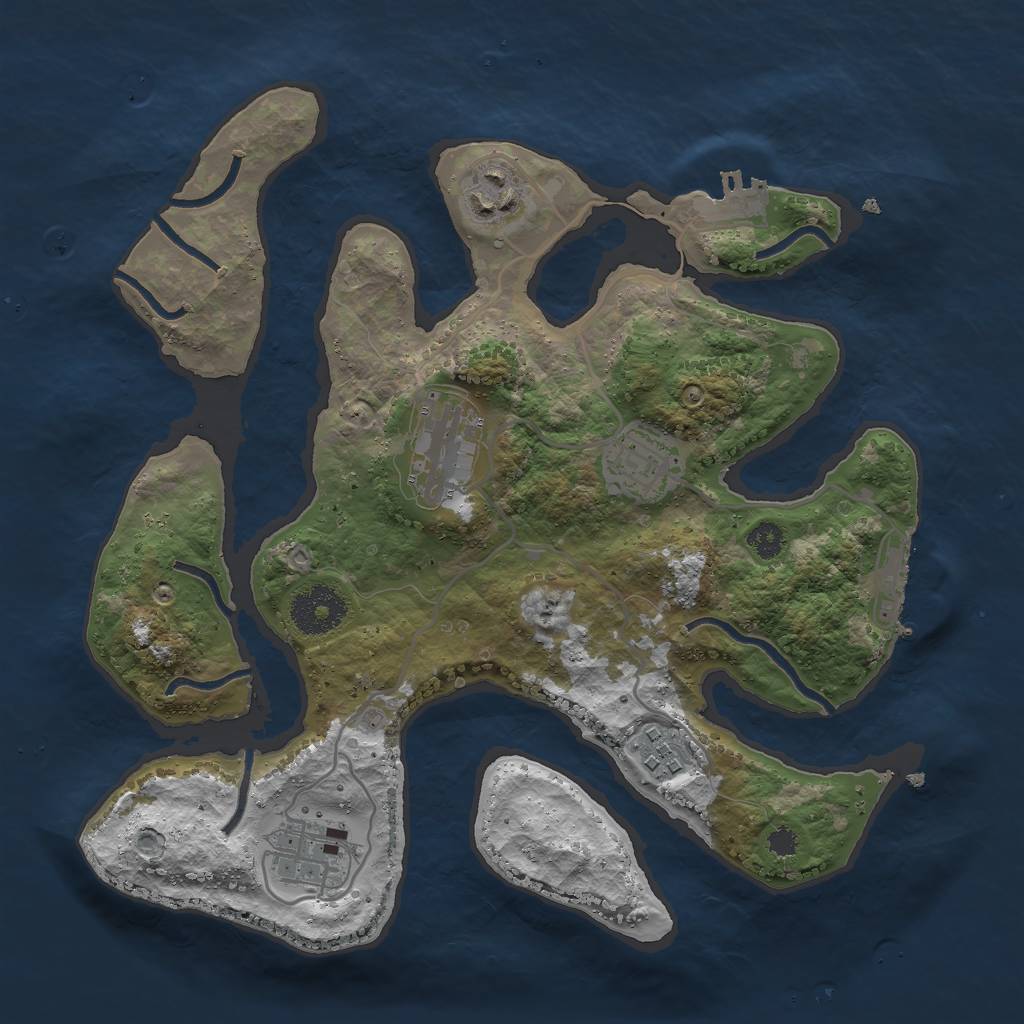 Rust Map: Procedural Map, Size: 3000, Seed: 3546, 9 Monuments