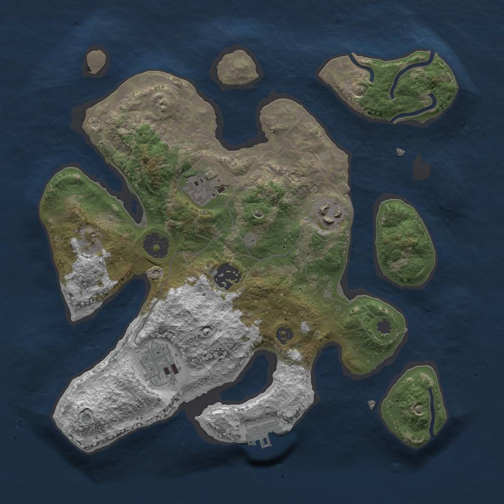 Rust Map: Procedural Map, Size: 3000, Seed: 3670, 7 Monuments