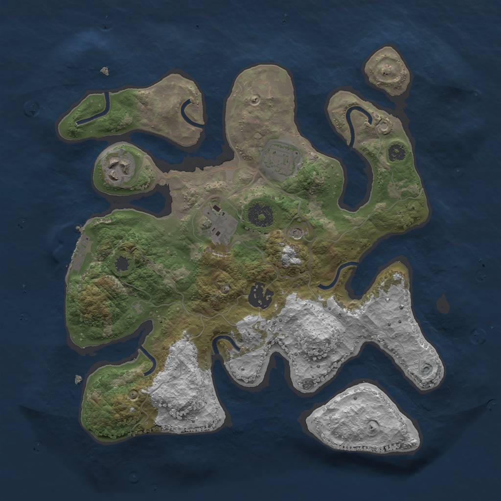 Rust Map: Procedural Map, Size: 3000, Seed: 1885816910, 8 Monuments