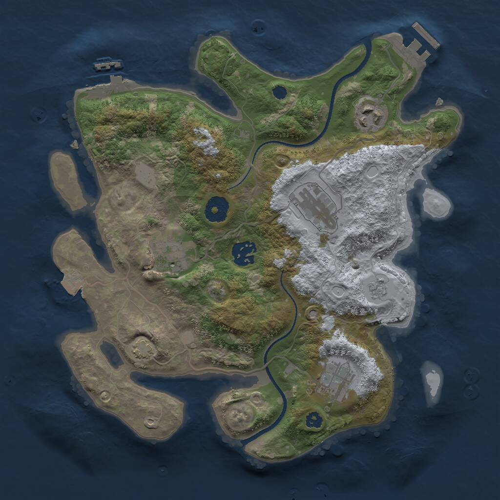 Rust Map: Procedural Map, Size: 3000, Seed: 1470049029, 10 Monuments