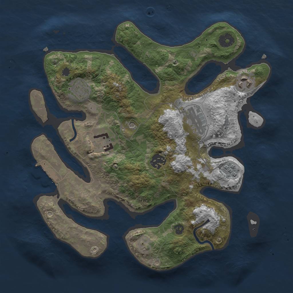 Rust Map: Procedural Map, Size: 3000, Seed: 1470049029, 10 Monuments