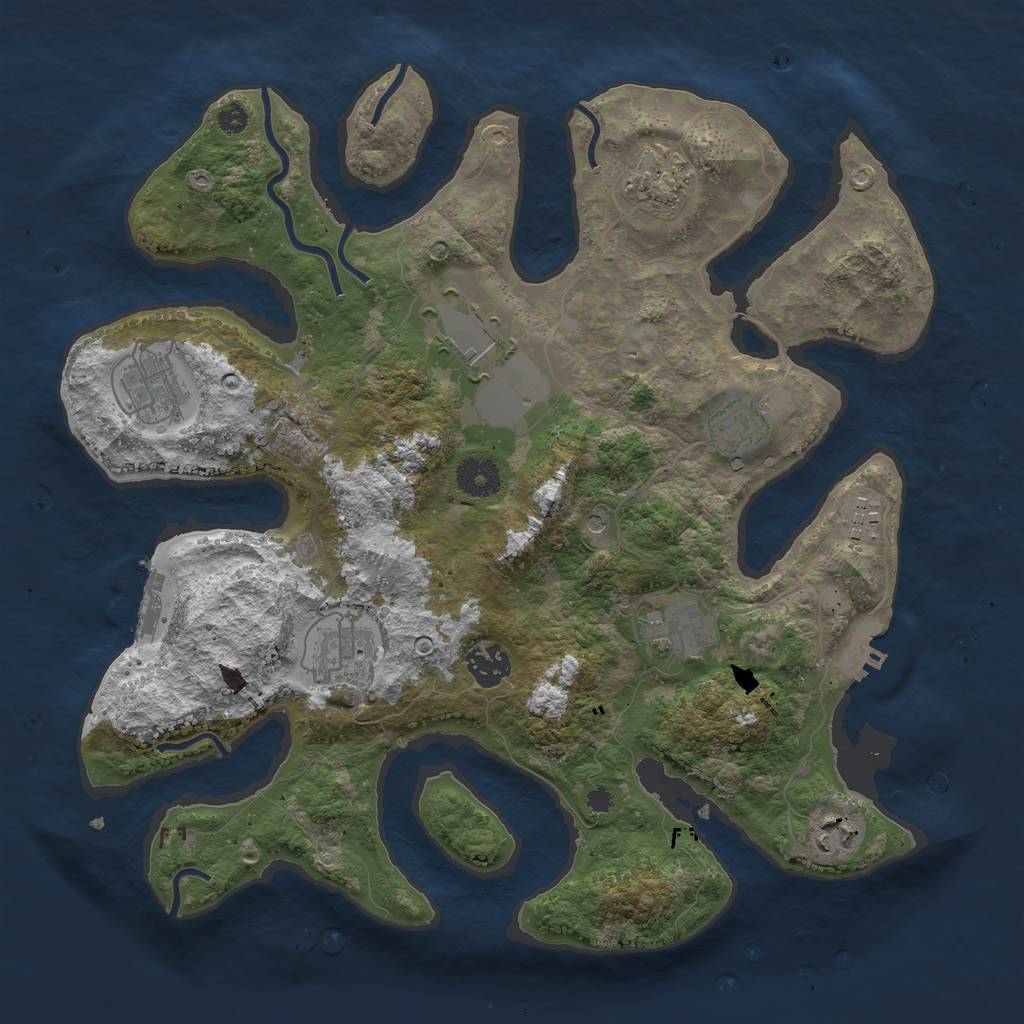 Rust Map: Procedural Map, Size: 3600, Seed: 650316, 14 Monuments