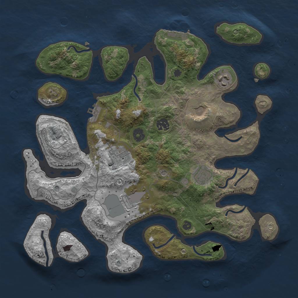 Rust Map: Procedural Map, Size: 3500, Seed: 346342835, 11 Monuments