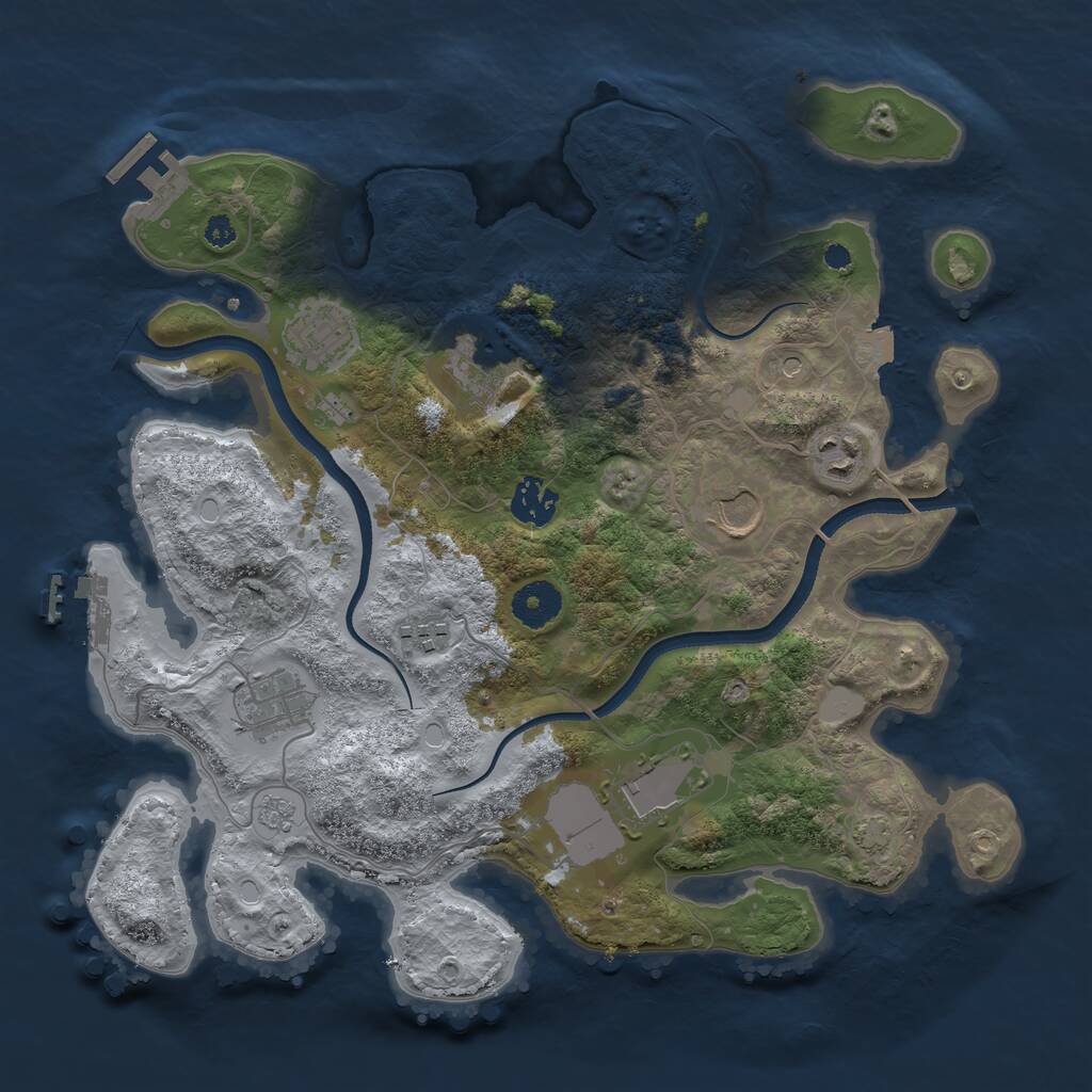 Rust Map: Procedural Map, Size: 3500, Seed: 346342835, 14 Monuments