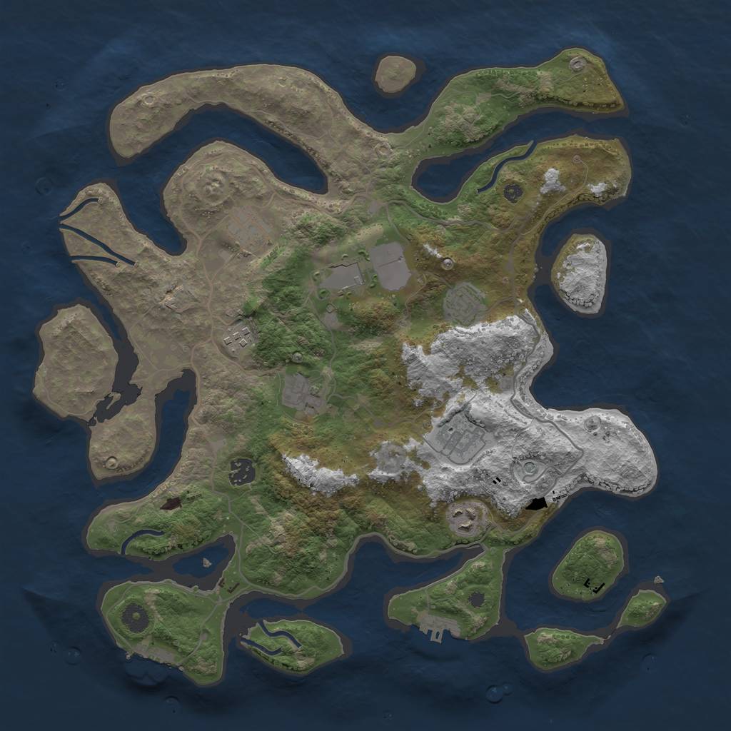 Rust Map: Procedural Map, Size: 4000, Seed: 184615, 13 Monuments