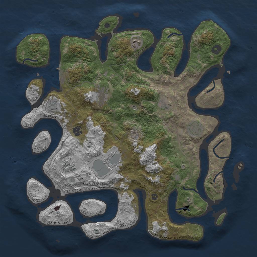 Rust Map: Procedural Map, Size: 4000, Seed: 1479705716, 12 Monuments