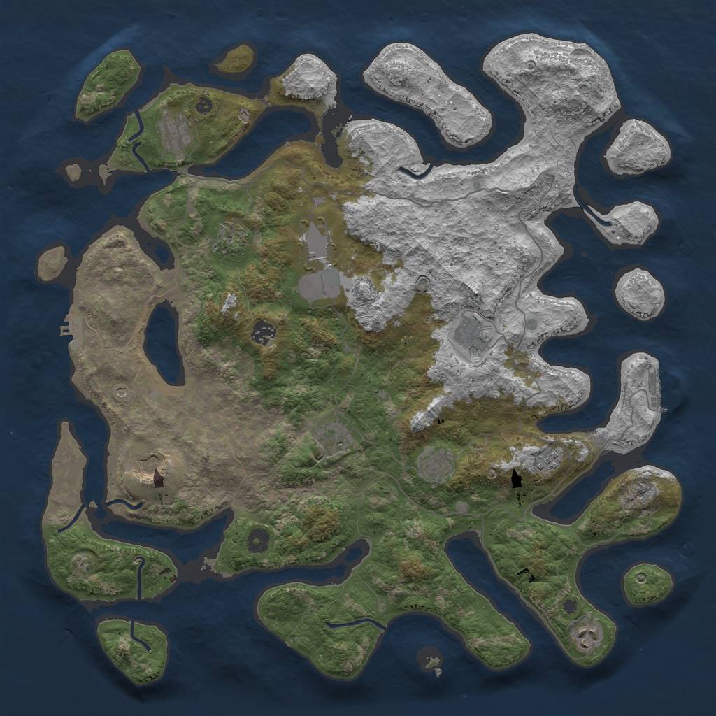 Rust Map: Procedural Map, Size: 4500, Seed: 46523, 15 Monuments