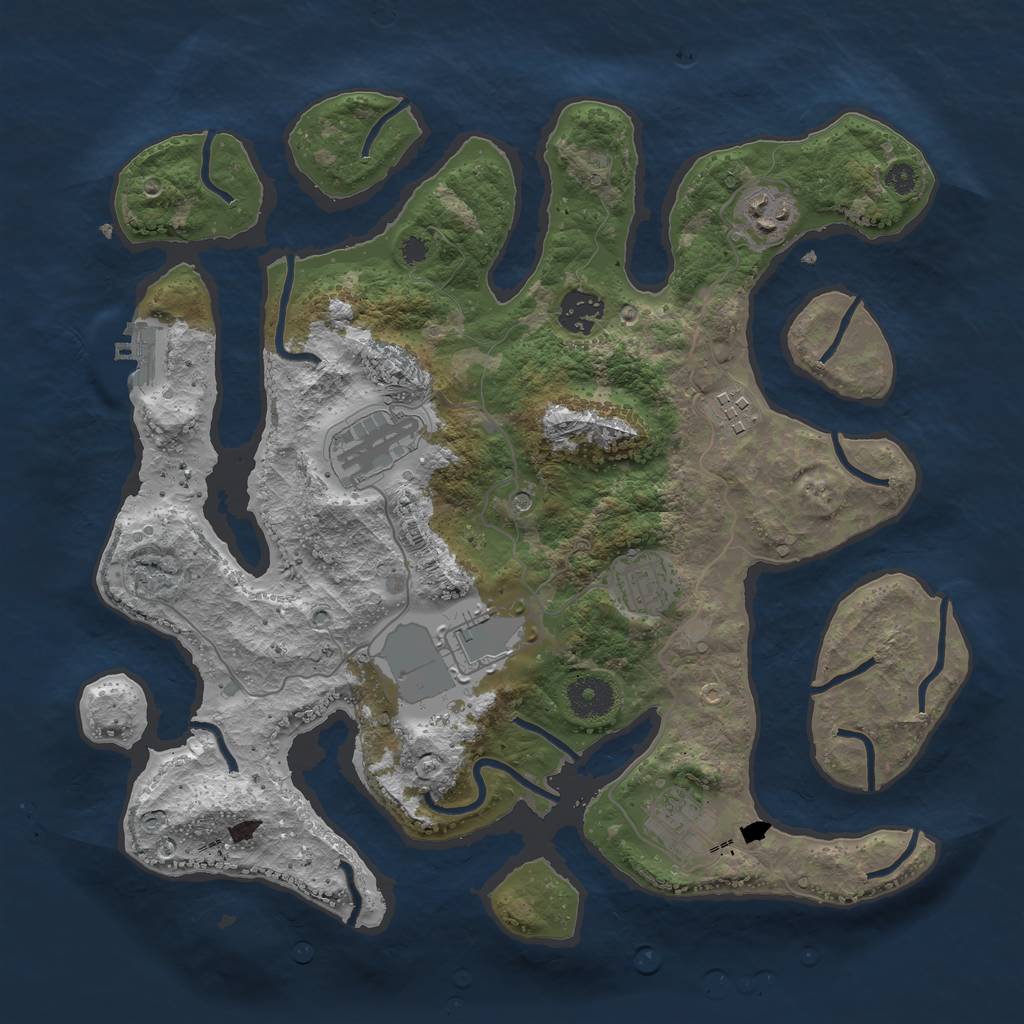 Rust Map: Procedural Map, Size: 3500, Seed: 123214056, 11 Monuments