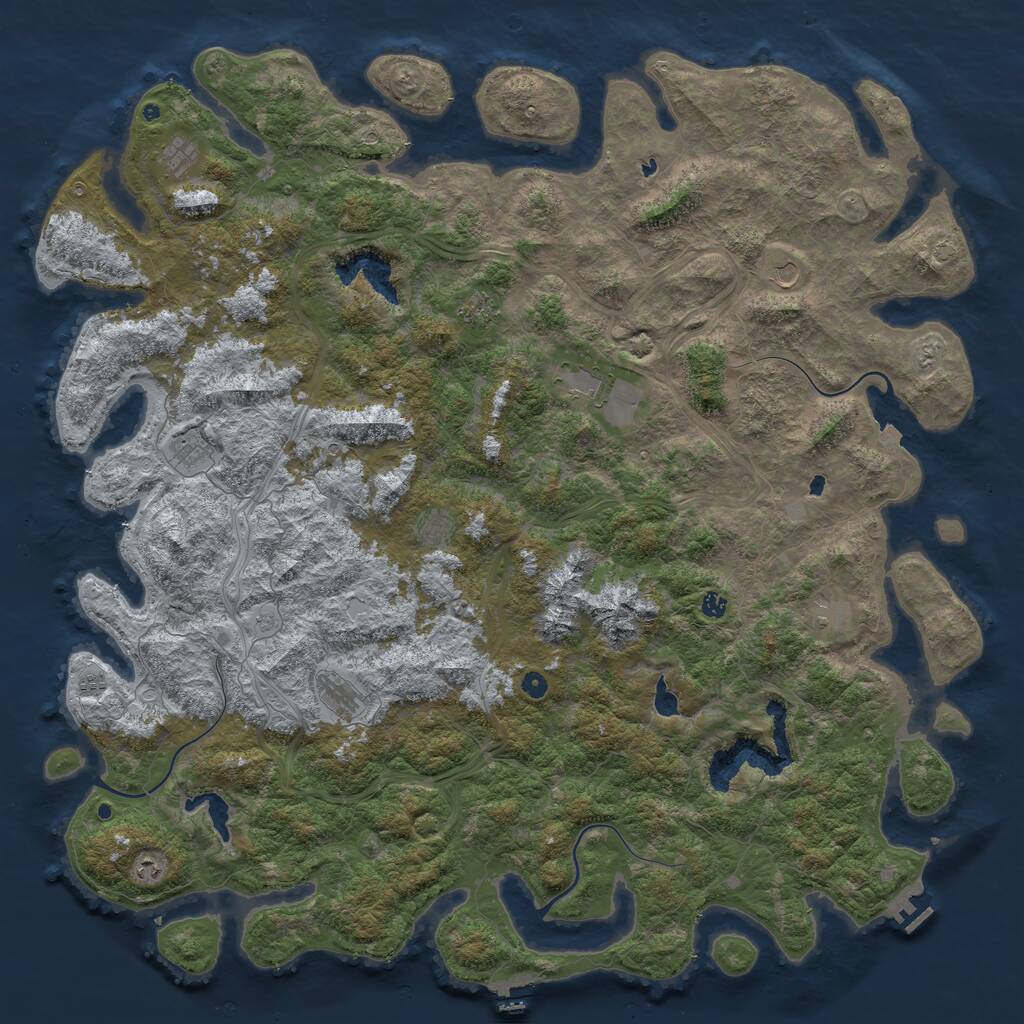 Rust Map: Procedural Map, Size: 6000, Seed: 5648854, 17 Monuments