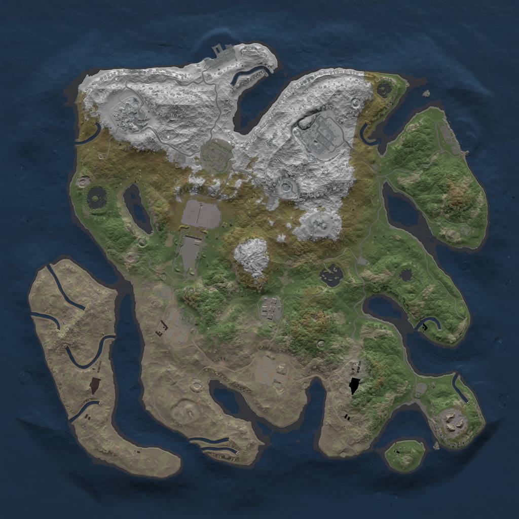 Rust Map: Procedural Map, Size: 3600, Seed: 7171, 14 Monuments