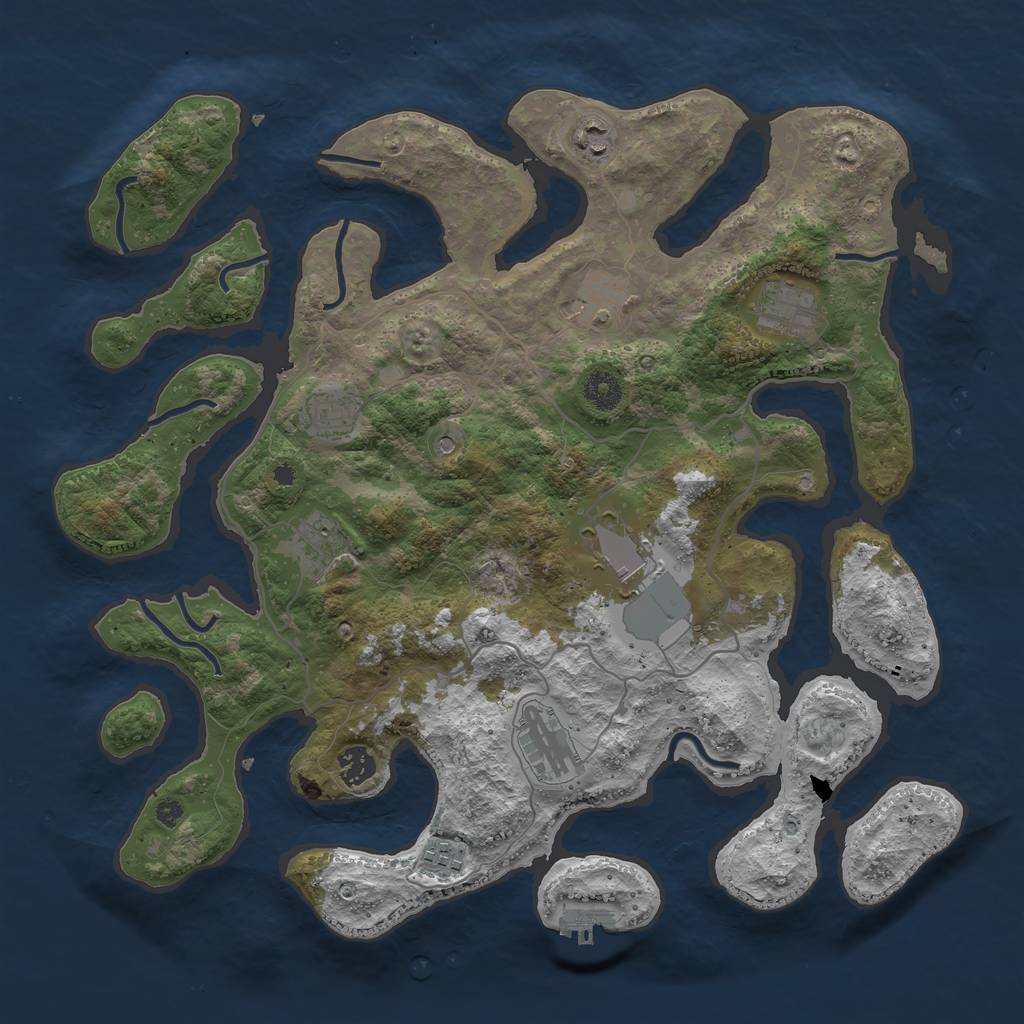 Rust Map: Procedural Map, Size: 4000, Seed: 774455, 13 Monuments