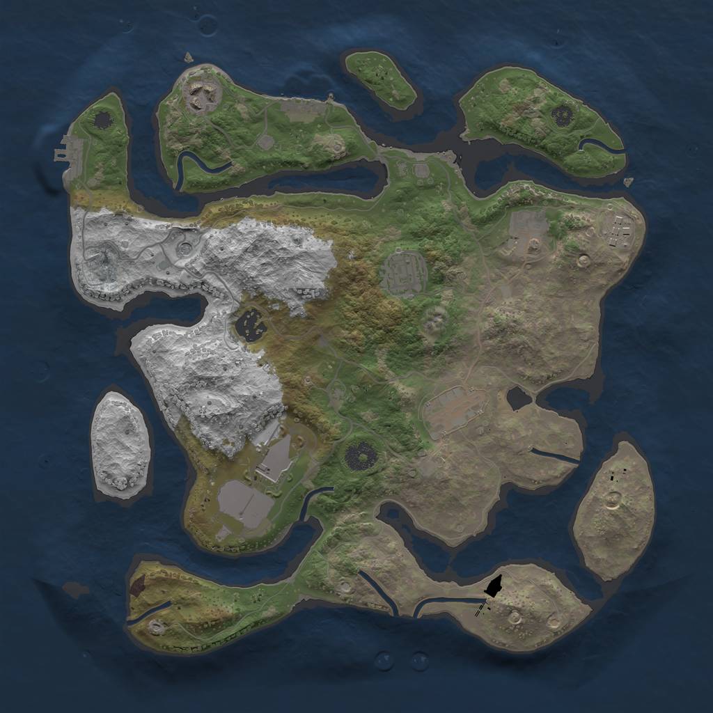 Rust Map: Procedural Map, Size: 3500, Seed: 244275600, 12 Monuments