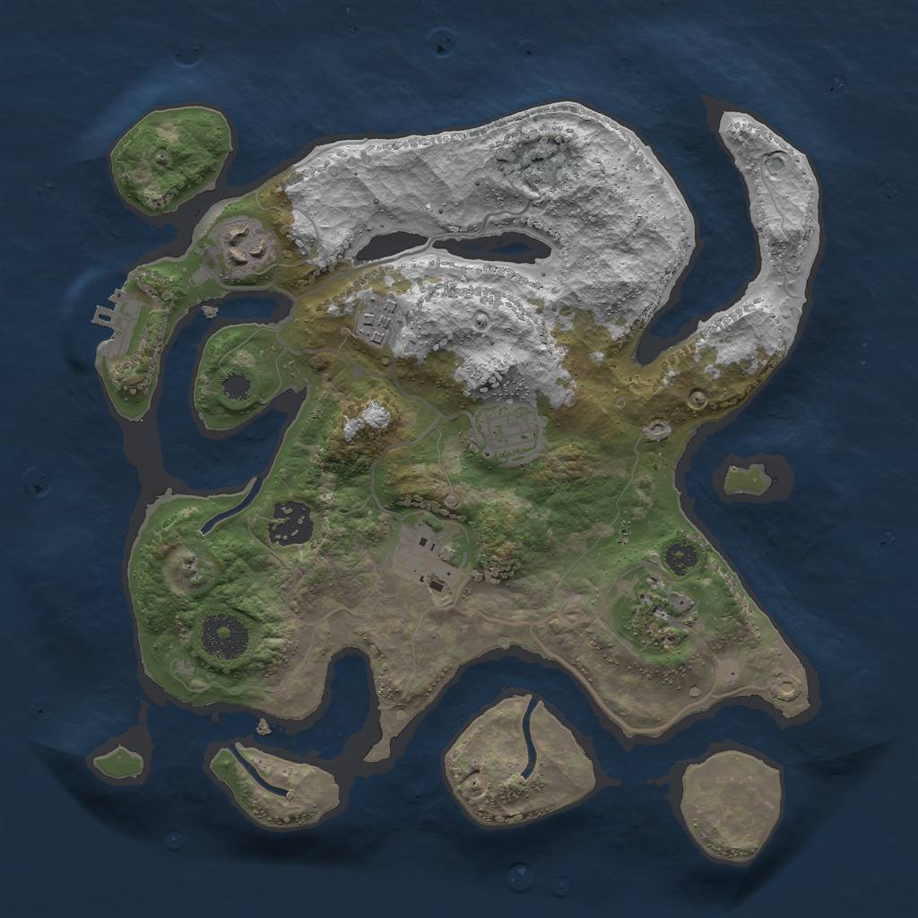 Rust Map: Procedural Map, Size: 3000, Seed: 8253778, 9 Monuments