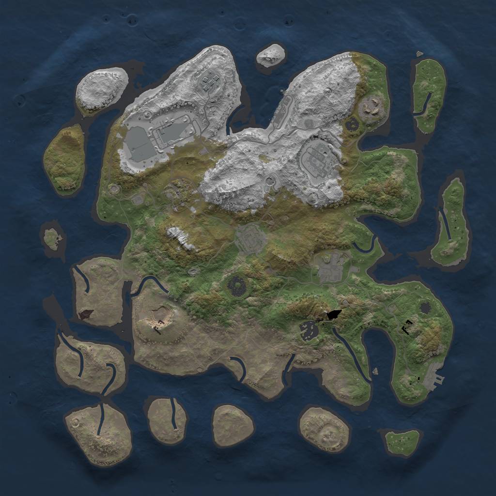 Rust Map: Procedural Map, Size: 3800, Seed: 6543, 14 Monuments