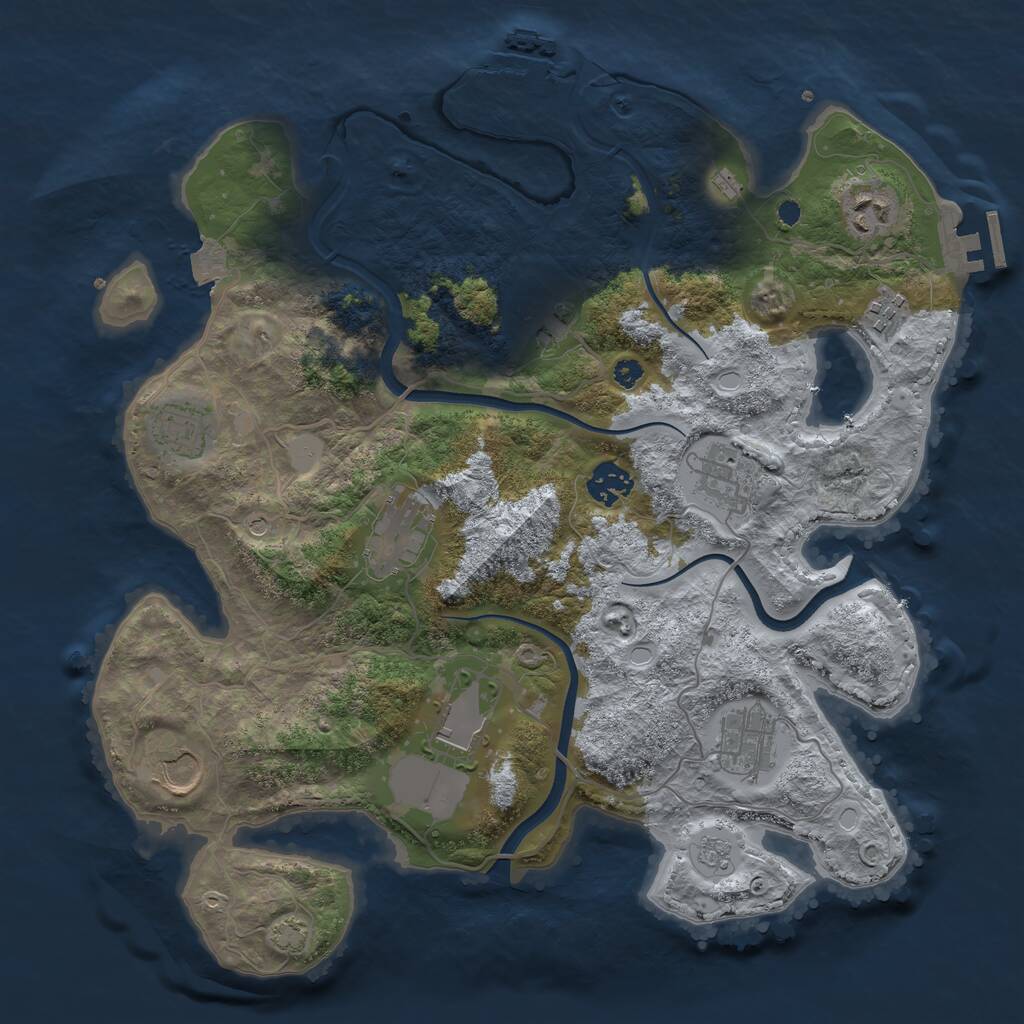 Rust Map: Procedural Map, Size: 3600, Seed: 1257913464, 16 Monuments