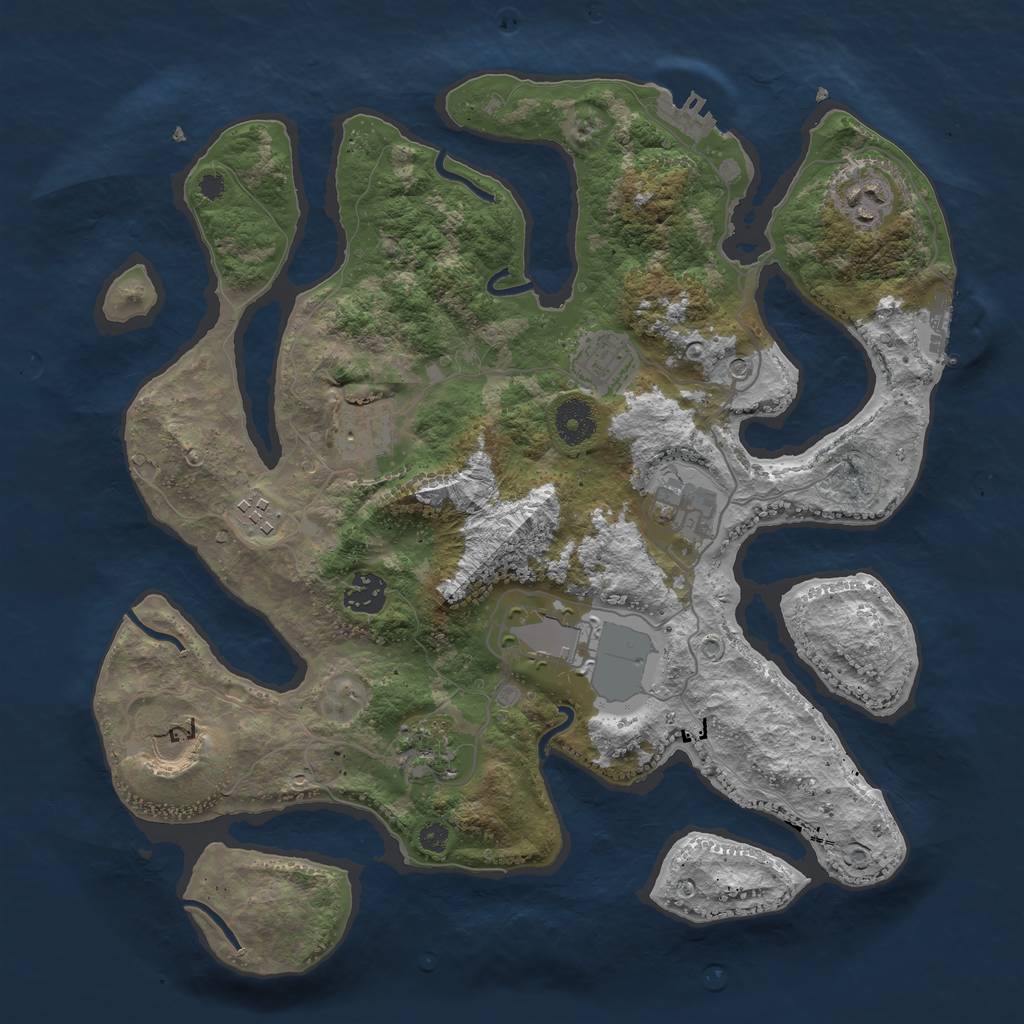 Rust Map: Procedural Map, Size: 3600, Seed: 1257913464, 14 Monuments