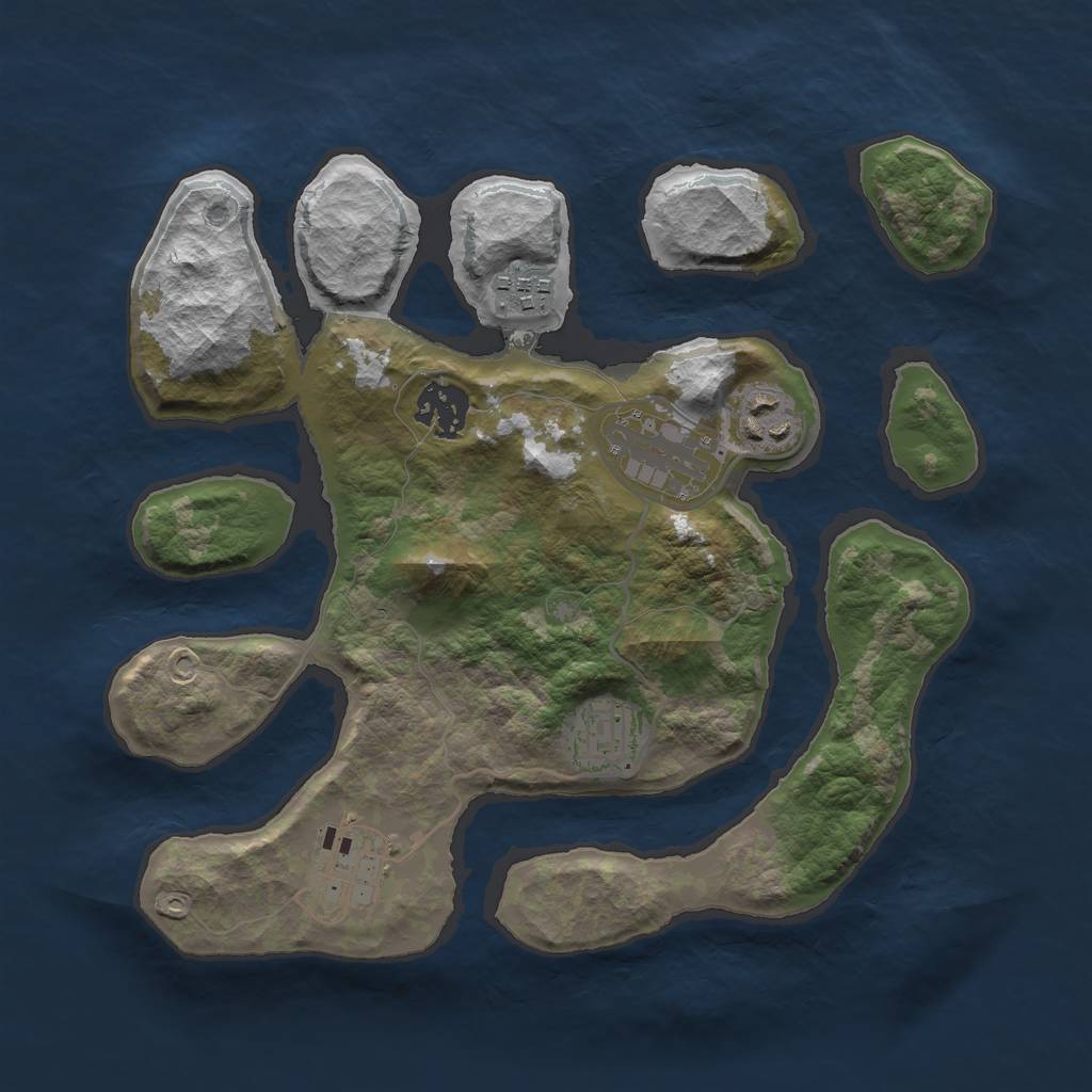 Rust Map: Barren, Size: 3000, Seed: 2141461690, 8 Monuments